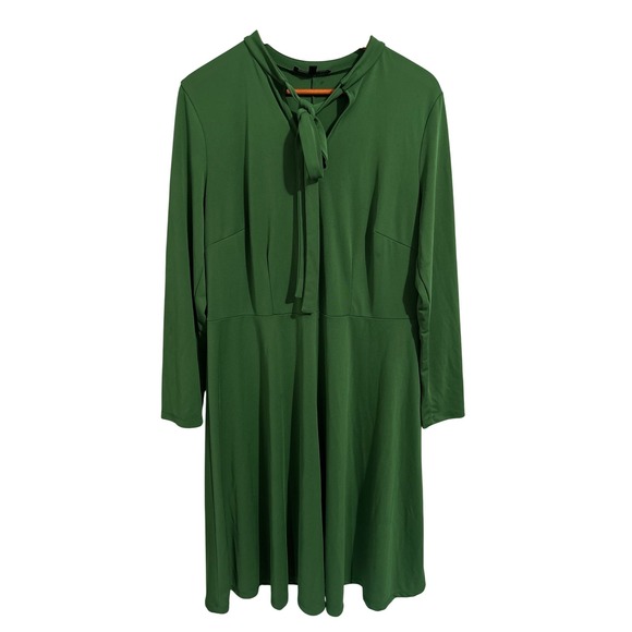 Eloquii Dresses & Skirts - Eloquii Green Basic Long-Sleeved Dress‎ Tie at NeckWomen's Size